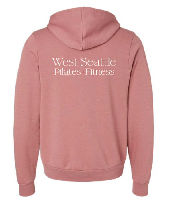 West Seattle Pilates Mauve Zip Hoodie Back